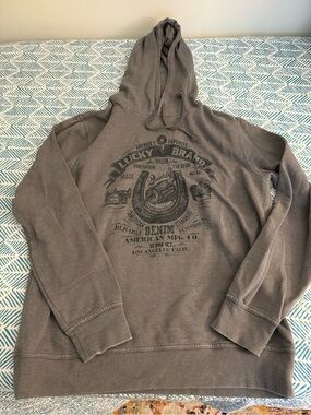 Lucky Brand Men's Gray Graphic Hoodie